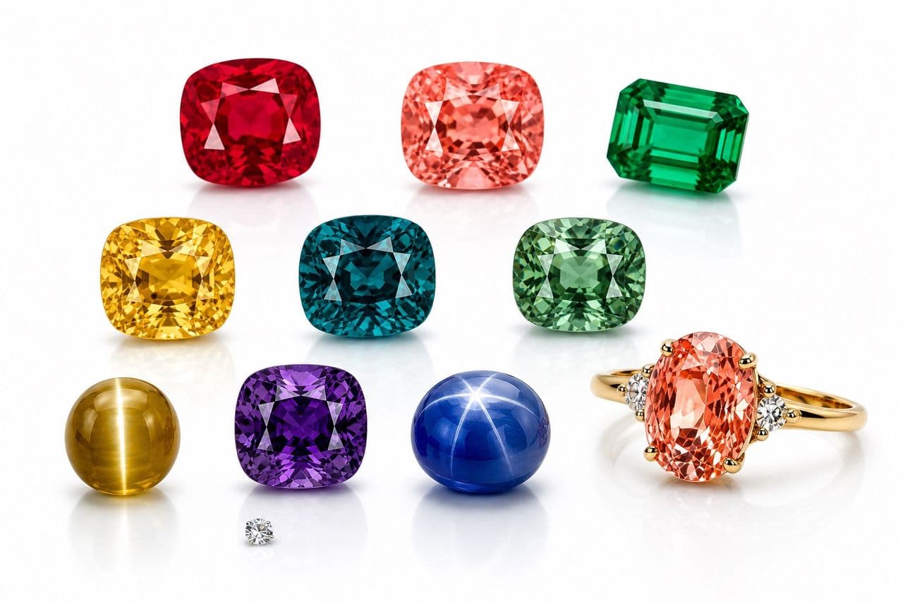 Fine coloured Ceylon gemstones and jewellery
